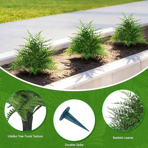 Artificial 2 Pack 23" Fern Topiary Ball Trees with Ground Spike - Image 4