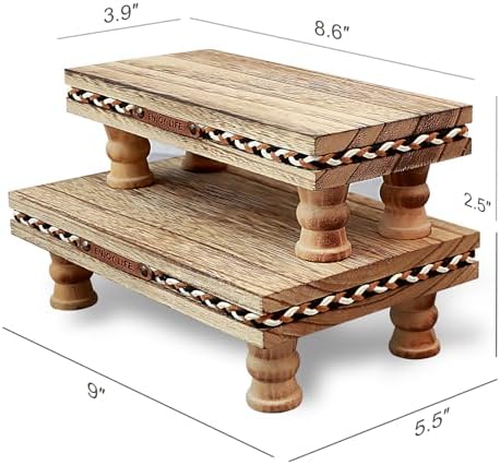 Bathroom Tray Pedestal Stand, Waterproof Wood Riser for Bathroom Counter - Image 2