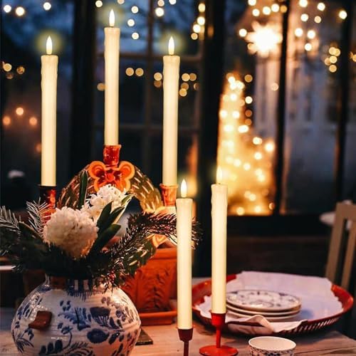 GenSwin Drip Wax Flameless Taper Candles Battery Operated with Remote Timer - Image 3