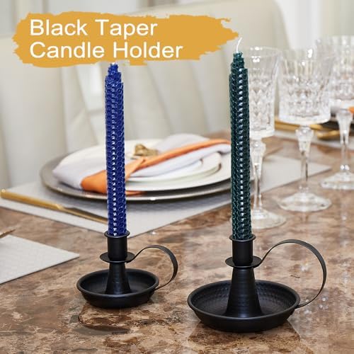 Black Iron Pillar Candlestick Holders, with Handle, Taper Candle Holder for Candlesticks, for Fireplace Party, Dining, Home, Wedding Decor,Fits 3/4 inch Thick Candle&Led Candles（Set of 6 Pcs） - Image 3