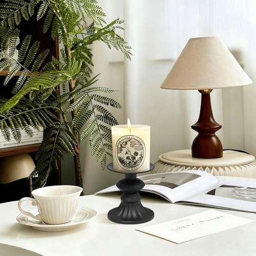 GUTE Pillar Candle Holders 3 Pcs Matte Black Metal Candlestick Decor - Image 3
