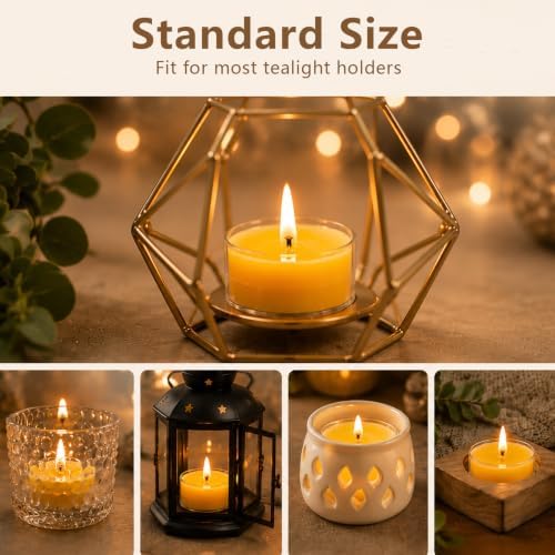 Beeswax Tea Lights Candles 48 Pack, 4 Hours Clean Burn - Image 4