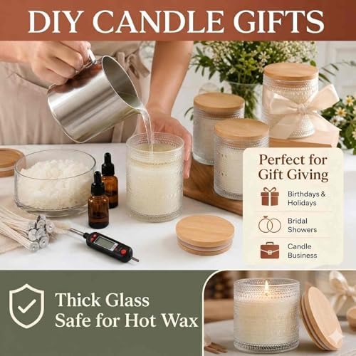 DARJEN 12 Pcs 10 oz Glass Candle Jars with Lids, Candle Tins-Clear - Image 3