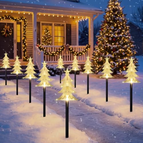Solar Christmas Tree Pathway Lights Outdoor Decoration, 10 PCS by TOWPONICS