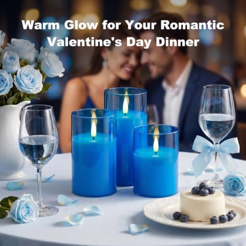Amagic Blue Glass Flameless LED Candles Battery Operated with Remote Timer - Image 4