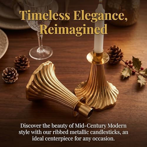Taper Candle Holders Set of 12 - Victorian Style Gold Vintage Modern Decor, Table Mantel Centerpiece for Wedding Housewarming, Fits Standard Taper Candles - Image 6