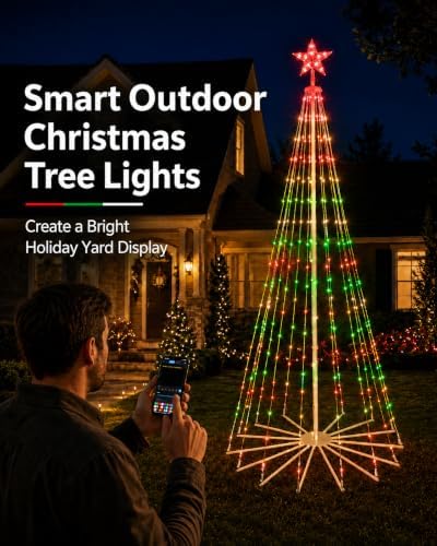 10FT Smart Outdoor Christmas Tree Lights, 514 LED RGB Light Show - Image 3