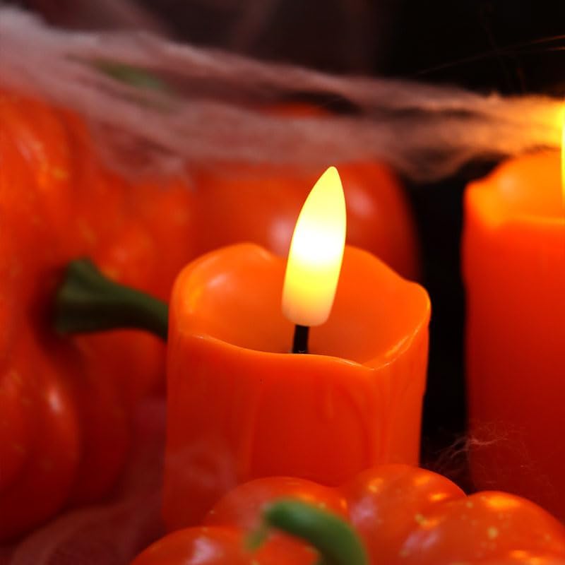 Battery Operated Flameless Votive Candle with Remote and Timer Orange 6 PCS - Image 3