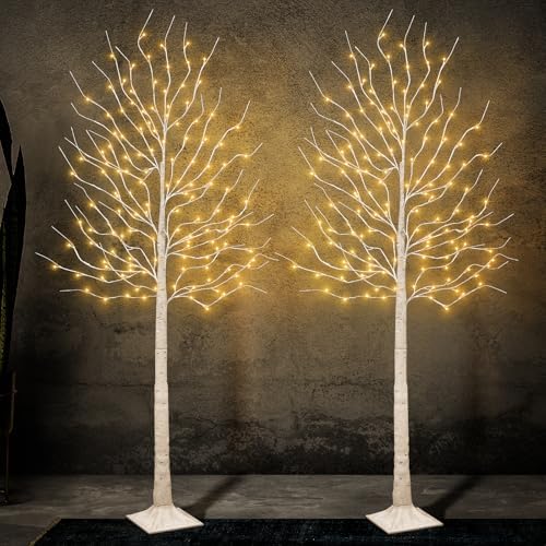 2Pack Lighted Birch Tree Prelit Trees for Indoor Outdoor Christmas Decor by Unknown