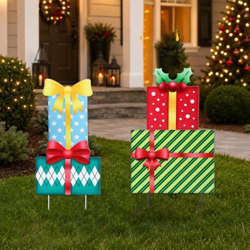 Christmas Outdoor Garden Stake Decor, 41.5" Gift Boxes Yard Sign - Image 7