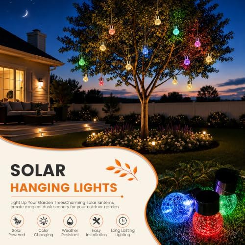 GIGALUMI Solar Hanging Lights Outside Solar Christmas Decoration Light 24Pc - Image 3