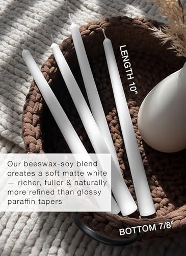 10" Classic Taper Candles, White, 4-Pack, 7-8 Hours Long Burning, Unscented Tall Candlesticks - Image 2