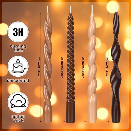 Nuanchu 4 Pcs Twisted Taper Candles,9.84 Inch,Pure,Neutral - Image 2