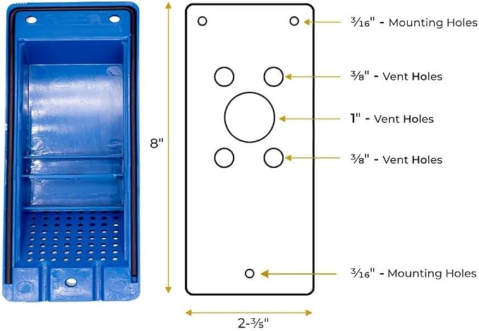 Mytee Products Shipping Container Air Vent 2 Pack - Cross Flow Ventilation for Shipping Container - ABS Plastic Air Vent with Rubber Seal & Water Protection - Shipping Containers Accessories (Blue)