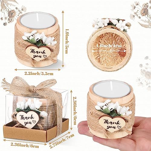 Retisee Wedding Candle Favors Wood Tealight Candle Holder, 16 Sets - Image 2
