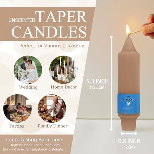Smokeless Candlesticks Short Taper Candle,Unscented 5 Inches Brown Candle Sticks Dripless Tapered Candles for Home Décor Weddings Seasons Gifts - Image 5