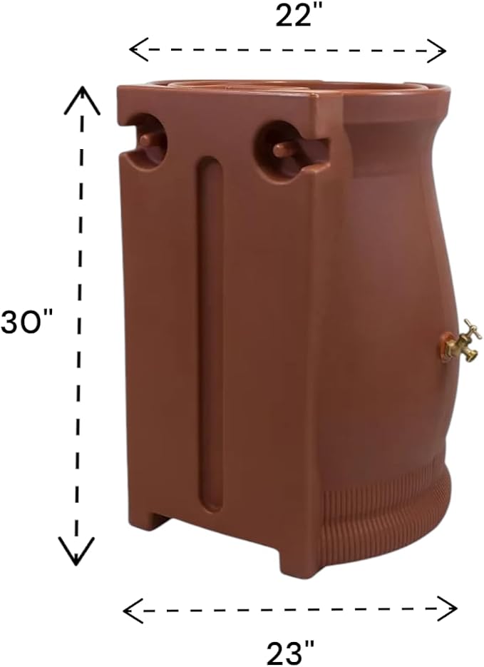 Rain Wizard Decorative Urn Rain Barrel, Durable polyethylene Resin, with Brass Spigot, Flat-Back Design,Perfect for Gardening Any Home (Terra Cotta, 50 Gallon)
