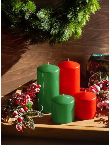 Candwax Green Pillar Candles Set of 3 - Perfect as Christmas Centerpiece Table Decorations - 80-Hour Burn Time Self-Extinguishing Candles for Home Decor - Cone-Top Grass Green Pillar Candles 3x6 - Image 6