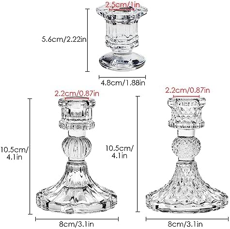 Glass Candlestick Holders Set of 6, Taper Candle Holder for Wedding Festival Christmas Party Valentine's Decor, Table Centerpieces - Image 5
