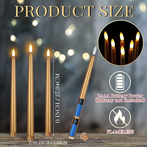 Macarrie 24 Packs Flameless Taper Candles Battery LED 11",Gold - Image 3