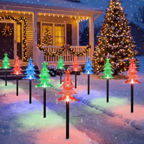 Solar Christmas Pathway Lights Outdoor Decorations, 10 PCS by TOWPONICS