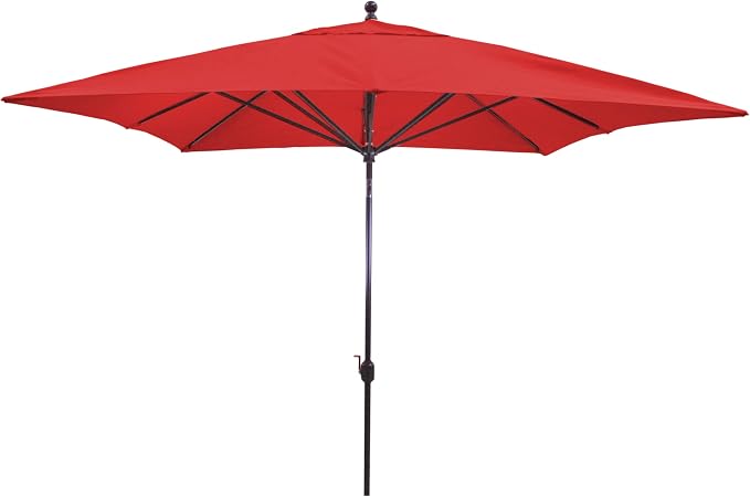 Galtech Stand Alone Patio Umbrella, Market Style with Auto Tilt, Lightweight yet Durable, Easy Operation, Multiple Frame Finishes Available (10-FT SQR-Ant.Bronze Frame Sunbrella: Jockey Red)