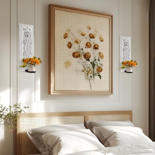 Wall Candle Sconces Set of Two, Rustic Wood Candle Sconce Shabby Chic Wall Decor, Distressed Carved White Wooden Wall Candle Holder for Farmhouse, Bedroom, Fireplace, White - Image 4