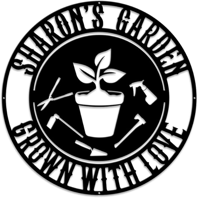 MeMate Metal Garden Sign Outdoor Decor, Personalized Outdoor Metal Signs, Custom Garden Plaques for Women Mom Grandma, Rustic Decorations for Potting Shed, She Shed