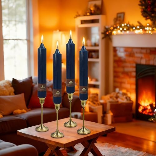Navy Taper Candle 9 Inch Long Candlesticks Unscented Dripless Tapered Candle Set for Home Decor Wedding Party Dinner Candles, 4 Pack - Image 5