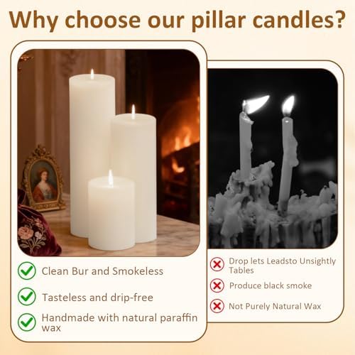 24-Pack White Unscented Pillar Candle Set - Image 3