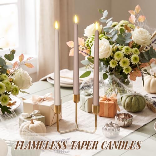 Macarrie 24 Packs Flameless Taper Candles Battery LED 11",Morandi Brown - Image 6