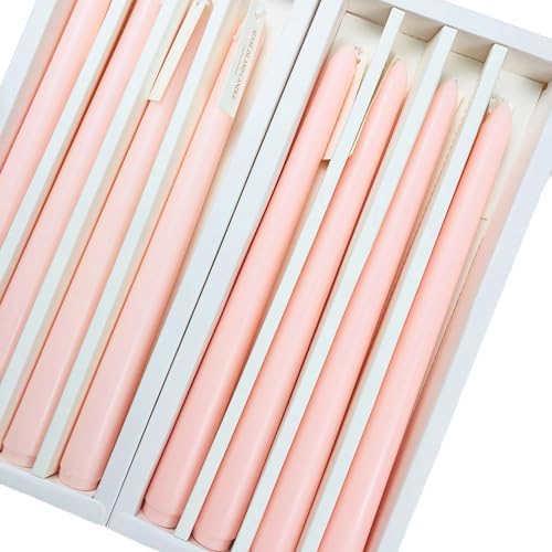 Baby Pink Blush Taper Candles 10'' Non Toxic Candle Sticks Set of 8 | Rose Scented Natural Soy Wax Candlesticks for Home Decorations, Tapered Candles for Wedding House Warming Gifts - Image 4