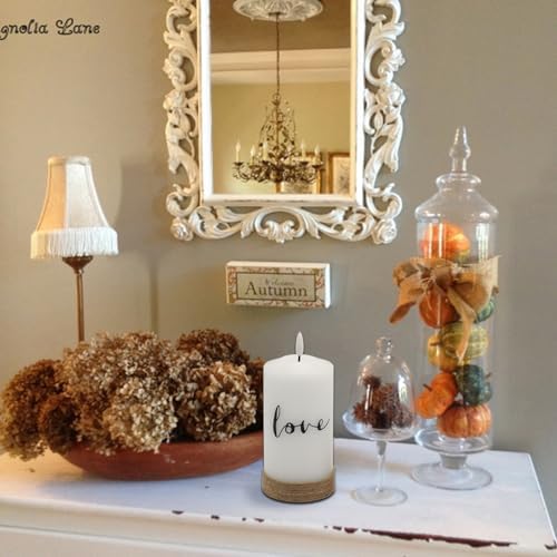 Christmas LED Glass Flameless Candles Live Laugh Love Hemp Rope Remote - Image 2