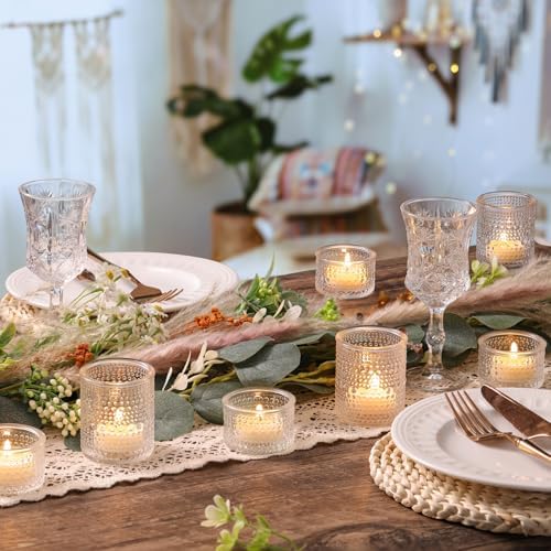 NITIME Glass Votive Candle Holders Set of 24, Assorted Heights Polka Dot Tea Light Holders for Wedding Centerpieces, Table Decor, Party & Home Decoration, Fits Standard Votives & Tea Lights - Image 4