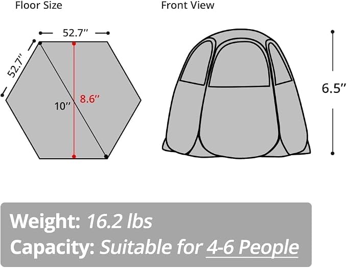 Alvantor Pop Up Screen House Tent, Instant Outdoor Gazebo with Mosquito Netting & UPF 50+ Sun Protection, Portable Canopy Shelter for Patio, Backyard, Camping (2-10 Person)