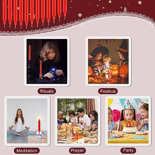 Tobeape 24 Pack Red Spell Chime Candles, 4" Unscented Mini Taper Candles - Image 3