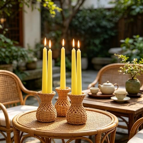20-Pack Yellow Taper Candles Unscented, 10 Inch Tall Dinner Table Candlesticks for Wedding Centerpieces, Bulk Tapered Candles Long Burning Smokeless Dripless, Bright Decorative Candles for Home Decor - Image 2