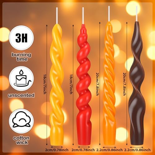 Nuanchu 4 Pcs Twisted Taper Candles,7.87 Inch,Pure,Fall Classic - Image 2