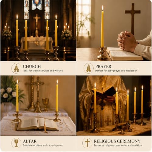 Beeswax Taper Candles,Pure Bees Wax Candle Sticks,8 Inch,12 Pack,Non-Toxic - Image 5