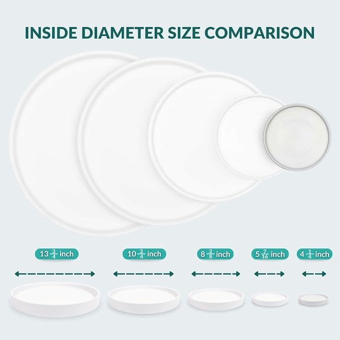 Willowy Heavy Duty Ceramic Small Plant Tray in Matte White - Pack of 4 - Scratch-Resistant Shallow Saucer or Pots 4.25" at the Base or Less, Plant Trays for Plants, 2-4 Inch Saucer for Plants