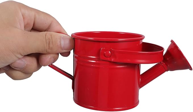 Toddmomy 2pcs Watering Can for Kids - Small Metal Watering Can Plant Watering Can for Boys and Girls Garden Yarde Home Use, 15X7.5CM, Red