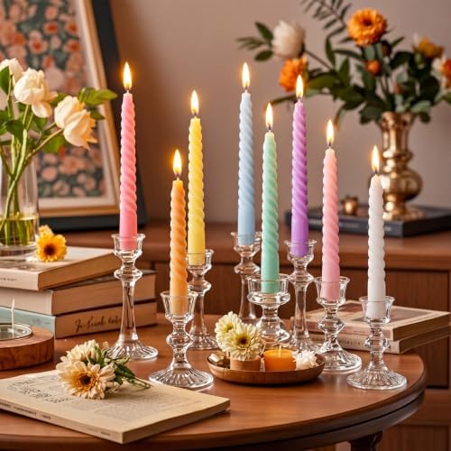 MTLEE 16 Pcs Long Taper Candlestick Bulk 10 Inch Smokeless, Candy - Image 5