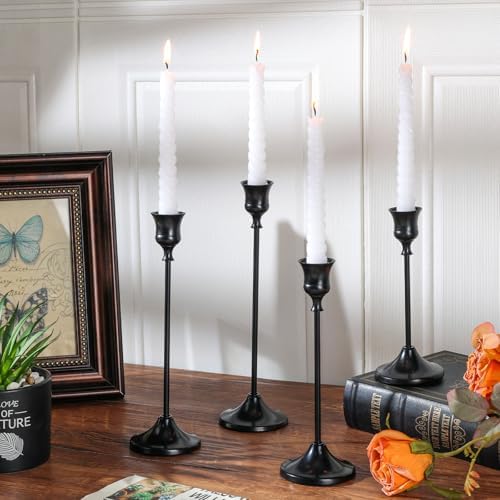 Candlestick Holders 4 Sets(12 Pcs), Black Candle Holders with Anti-Slip Pad, Metal Taper Candle Holder, Candle Holder for Wedding Fireplace Mantel Housewarming Gift - Image 5
