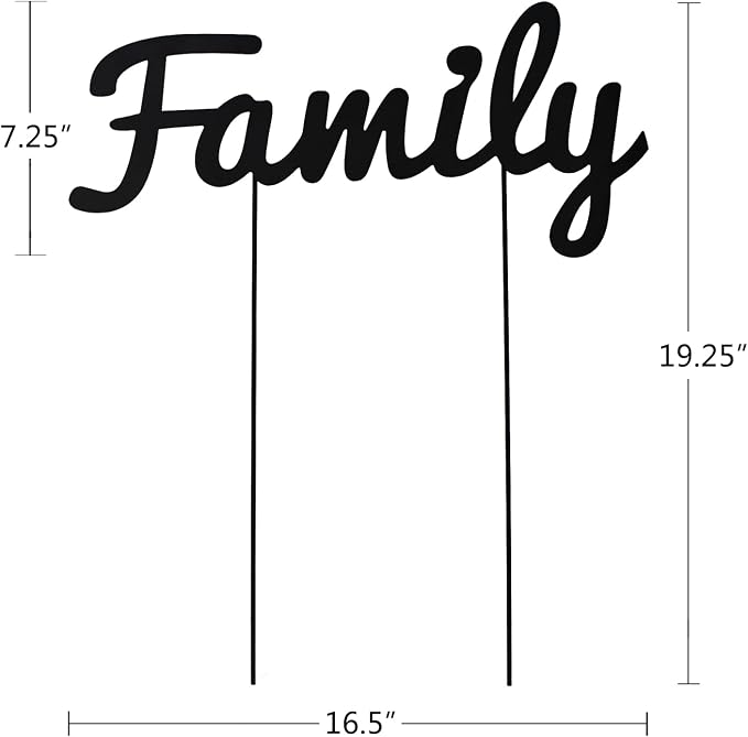 19.25"H Metal Letter Family Garden Stake Thanksgiving Outdoor Garden Lawn Yard Sign for Planter Walkway Pathway