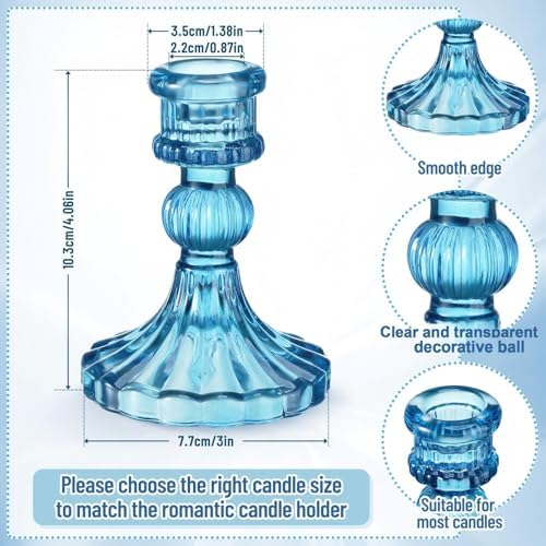 Maxcheck Set of 6 Glass Taper Candle Holders,Blue - Image 4
