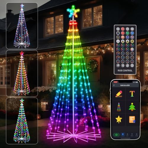 FANCILLUMA 6 FT 265 LED Outdoor Smart Christmas Cone Tree Lights by FANCILLUMA