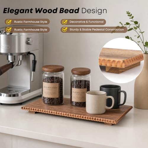 Beaded Wood Risers 16" Rustic Display Stand for Boho Decor(Rustic Brown) - Image 4