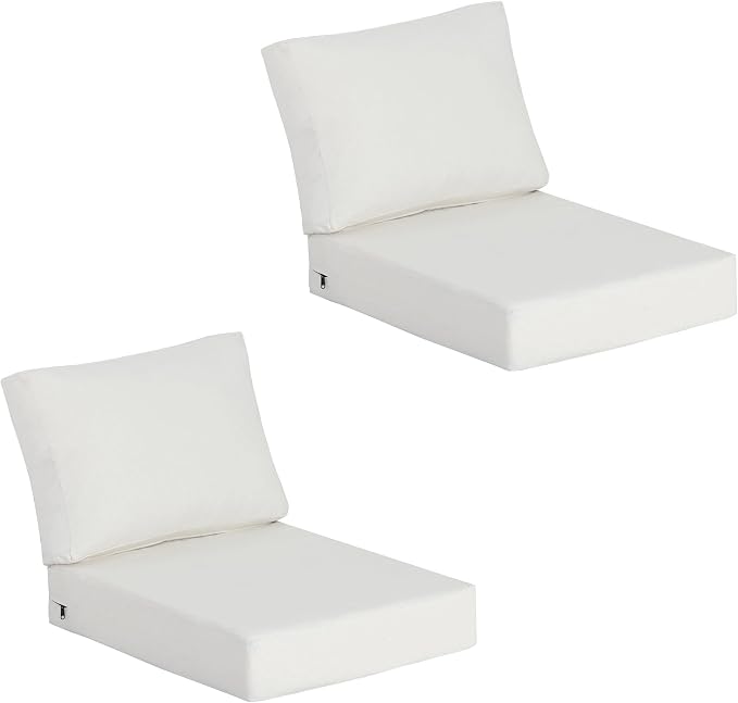 23.5"x27" Outdoor Deep Seat Patio Cushions Set of 2, Deep Seat Bottom Resilient Foam Filling Water-Resistant Stain-Resistant UV Resistant Weather Resistant with YKK Zippers, Almond