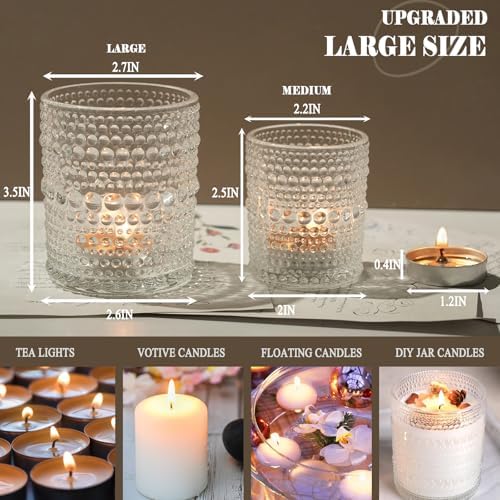 TRIRITE 24 Pack Votive Candle Holder, 2.7x3.5in Large Clear Candle Holders - Image 3