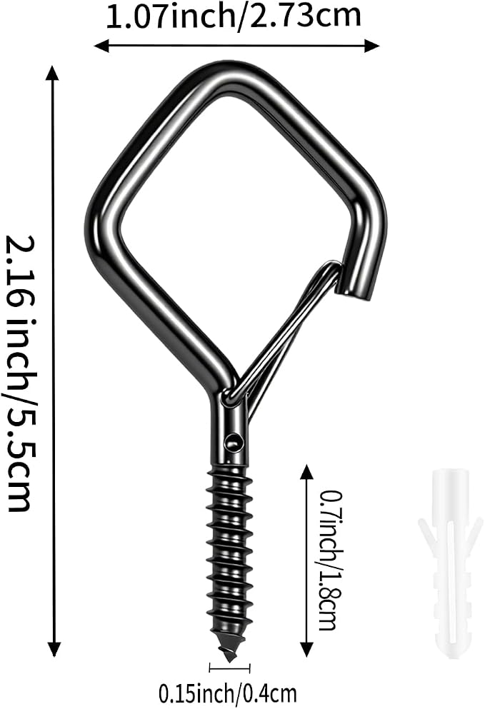 22 PCS Metal Black Eye Screw Hooks for Hanging Heavy Duty.Windproof Ceiling Hooks for Hanging Plants,Cup,Wind Chime,Bird Feeders,Christmas String Lights at Indoor&Outdoor 2.2 Inch